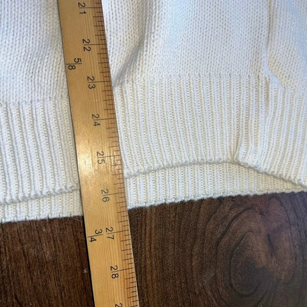 Vtg Izod Sweater Pull Over Embroidered Golf Clubs 100% Cotton Knit Cream Large